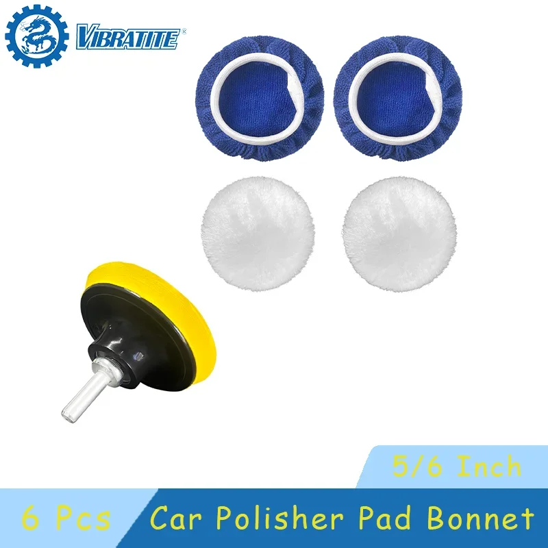 5/6 Zoll Auto-Polierpad, Motorhaube, 6 Stück, mit Klettverschluss, Schleifpad, Wollpolierpad zum Polieren und Endbearbeiten von Oberflächen Image