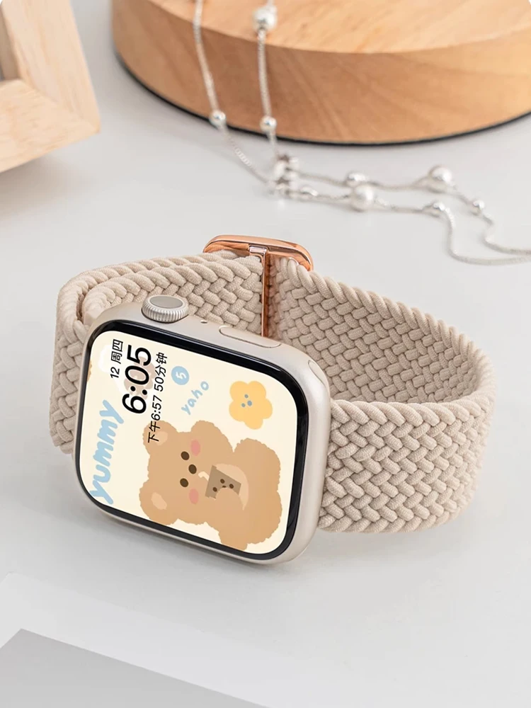 Geflochtene Solo Loop für Apple Watch Band 46 mm 45 mm 44 mm 40 mm 49 mm 42 41 38 mm Armband Correa iWatch 10 9 5 8 3 SE 6 7 Ultra2 Armband Image