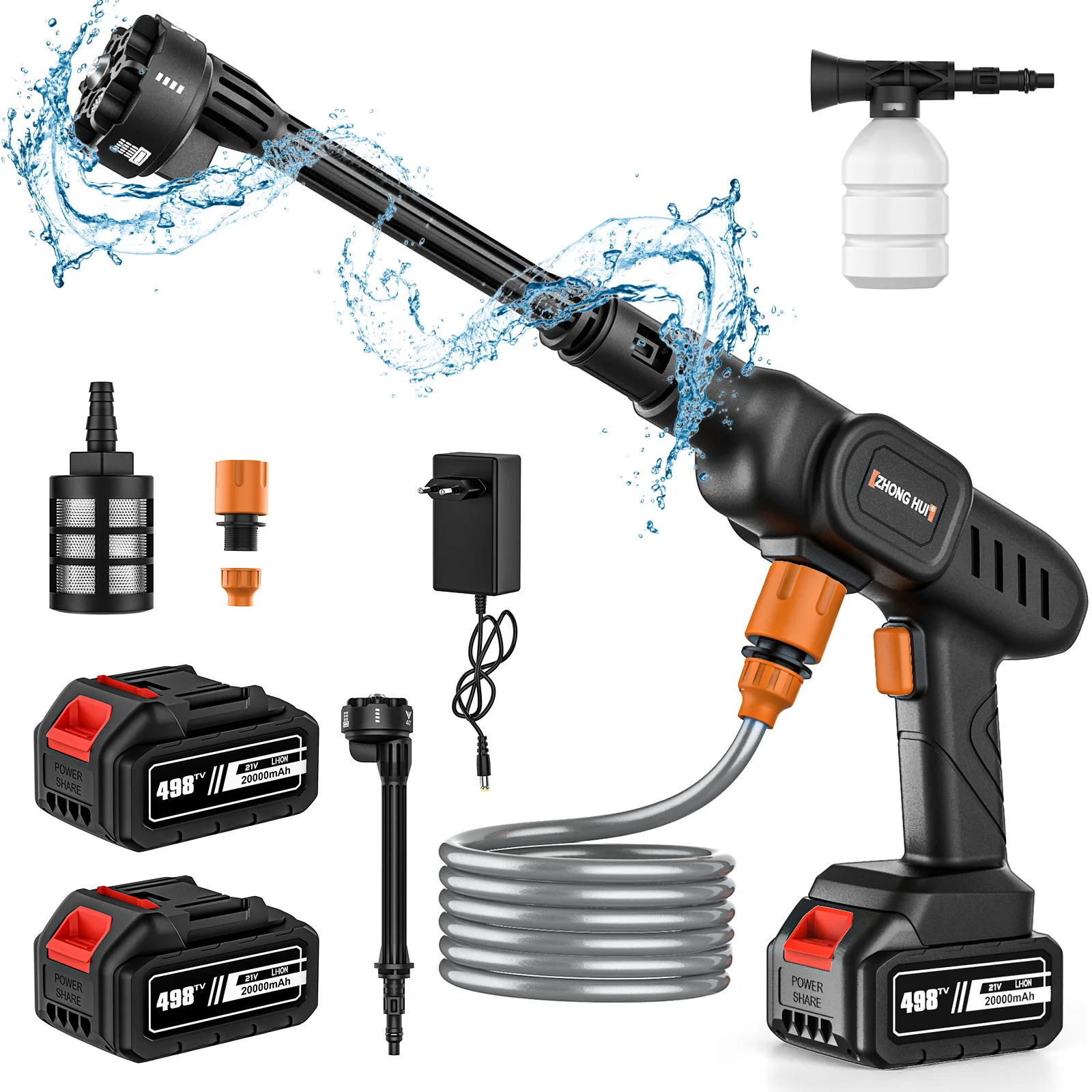 6-IN-1 Neue Hochdruckreiniger Auto Wasserpistole 20000 mAh Hausgarten Reinigung Waschmaschine Pistole Kein Werkzeugkasten für Makita Batterie