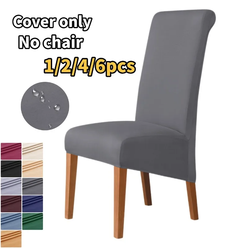 1/2/4/6 Stück große Stuhlbezug mit hoher Rückenlehne, elastischer Stuhlbezug, einfarbig, für Küche, Schreibtisch, Sitzbezüge für Esszimmer, Hochzeit Image