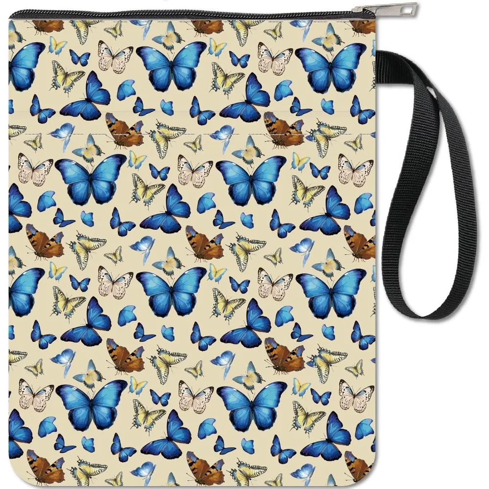 Schmetterlings-Buchhülle mit Reißverschluss für Buchliebhaber, Geschenke, wasserdicht, Hardcover, Taschenbücher, Schmetterlinge, Büchertasche, Taschenschutz Image