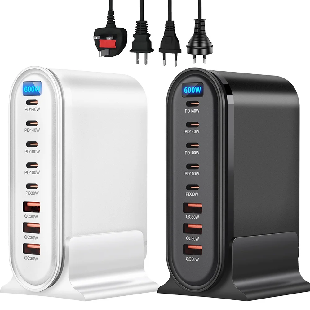 Heißer 600 W GaN 8 Ports Schnelle Ladegerät Hub Led-anzeige USB C PD Desktop Schnelle Ladestation Adapter Für iPhone/Samsung/Xiaomi/iPad Image