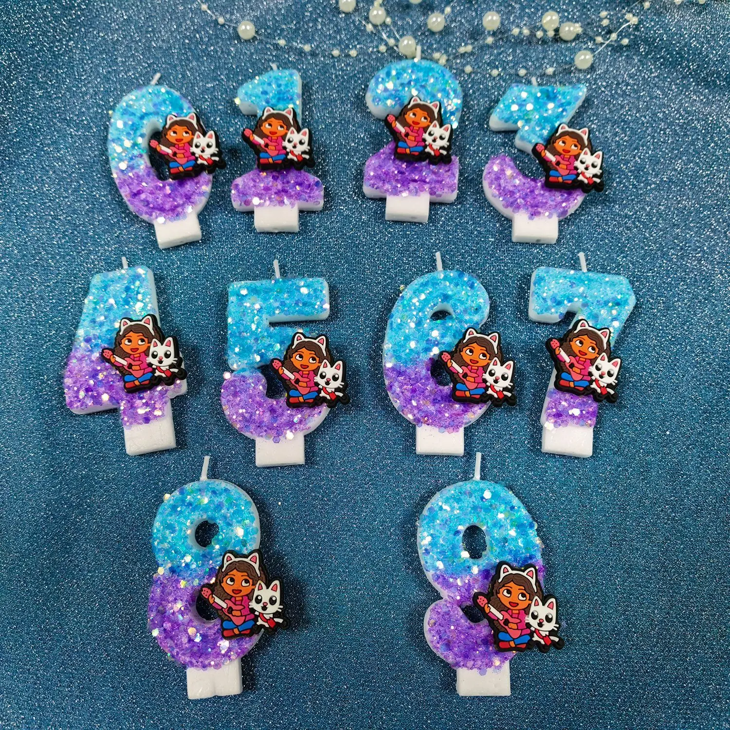 Gabbys Puppenhaus-Katzenkerze, 3D-Anime-Nummer 0–9, Kindergeburtstag, Party, Kuchenaufsatz, Kerzen für Kinder, Babyparty, Party-Geschenke Image