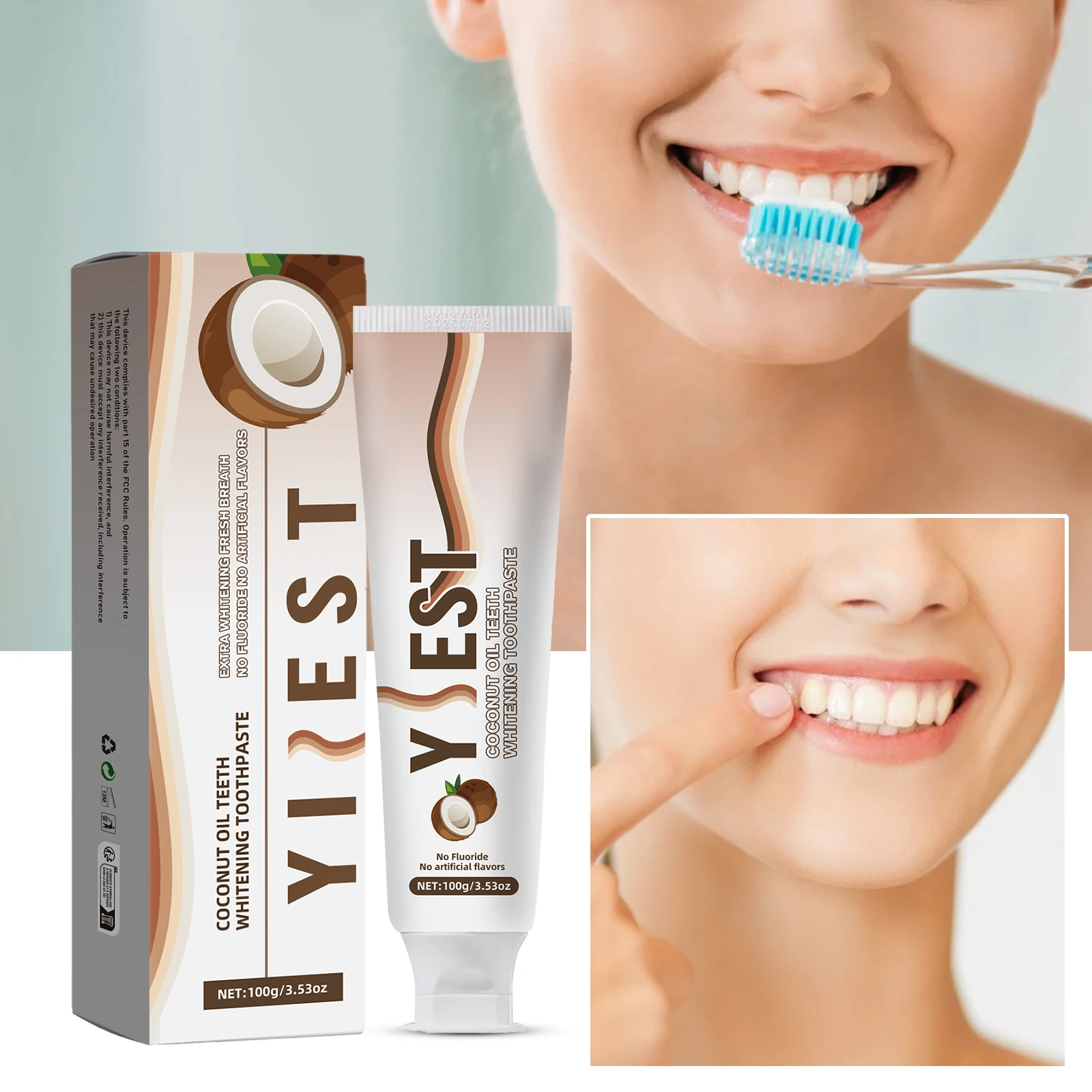 Kokosöl Zahnpasta Zahnaufhellung Entfernen Zahnstein Reinigung Rauch Tee Flecken Frischer Mundgeruch Zahnkorrektor Erhellen Pflege Image
