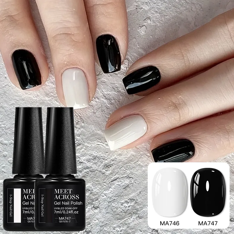 2 Stück Nagelgelpoliermittel Schwarz Weiß Mehrere Farbkombinationen DIY Nail Art Dekorationen für Maniküre Nägel Design Langlebig Image