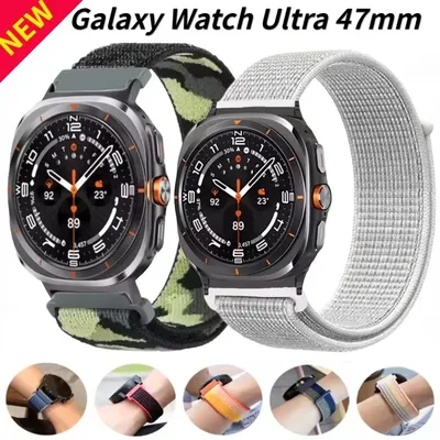 Nylon Strap For Samsung Galaxy Watch Ultra 47mm Adjustable Replacement Bracelet Wristband Galaxy Watch Ultra Accessories Correa