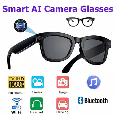 Intelligente Brille Kamera AI Übersetzer Wifi 1080P Full HD Bluetooth Sonnenbrille Intelligente Kopfhörer Männer Frauen Kinder Geschenke Image