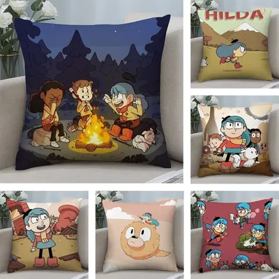 Niedlicher Cartoon-H-Hilda-Kissenbezug, kurzes Plüsch-Sofa, dekoratives Geschenk für Zuhause, doppelseitiges Druckkissen Image