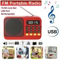 Lettore MP3 digitale FM USB TF ricaricabile portatile Radio portatile Lettore musicale Altoparlante Dispositivi Forniture con display a LED Radio