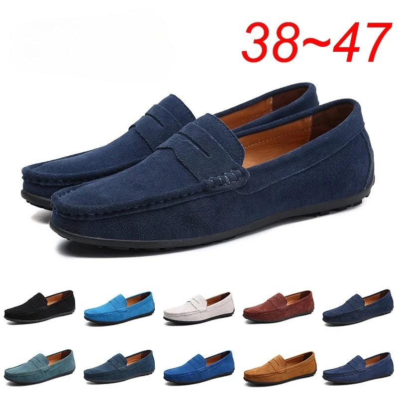 Scarpe da uomo in pelle scamosciata di mucca in pelle PU marchio di lusso casual formale mocassini da uomo mocassini calzature scarpe da guida maschili nere Hombres