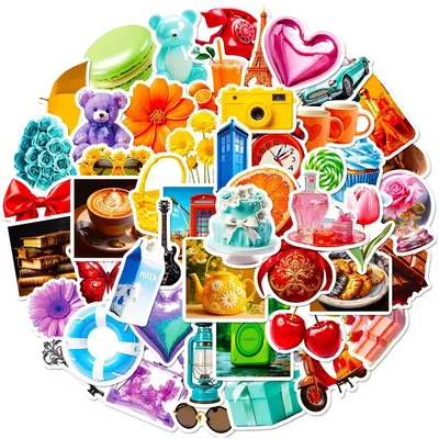 50PCS Regenbogen Dopamin Nette Kleine Gegenstände Graffiti Aufkleber Für Helm Fahrrad Hand Konto Bleistift Fall Aufkleber (Anime Worlds Store) Image