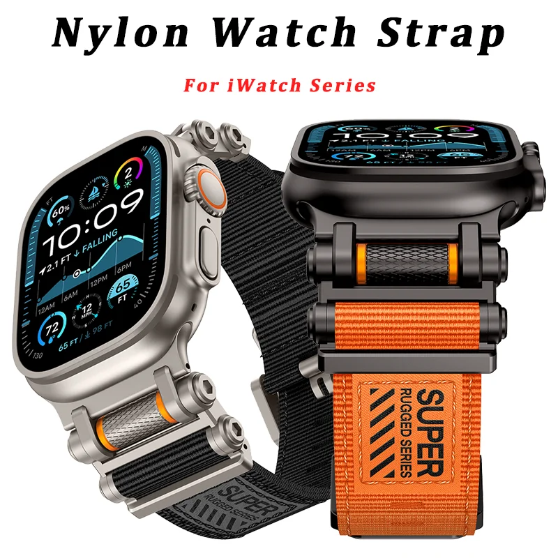 Rollenarmband für Apple Watch Ultra 2 Band 49 mm 44 mm 45 mm 42 mm 46 mm Nylon-Schlaufenarmband für IWatch Serie 10 9 8 7 6 4 SE Correas Image