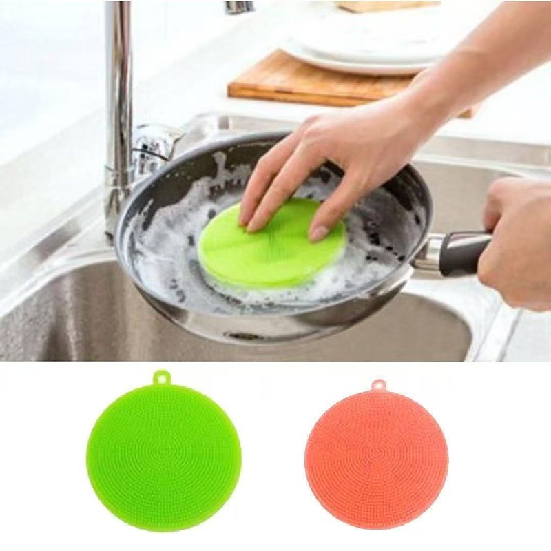 5pcs Silicone Multi-purpose Scrubber Sponge, Non-stick Oil Dishwashing Cloth, Kitchen Cleaning Pads for Pots, Pans, Dishes, Reusable Household Scrubbers