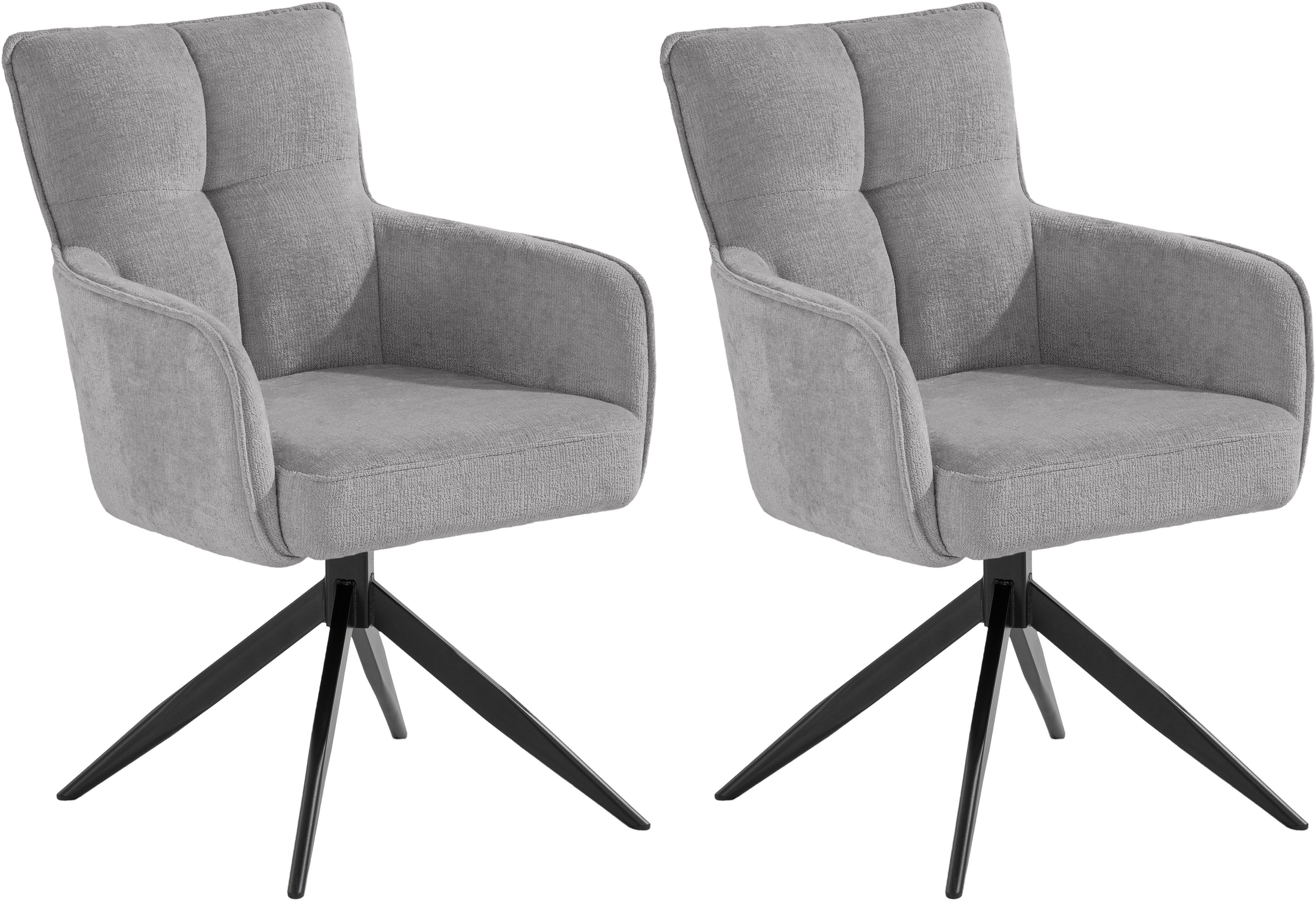 Armlehnstuhl "Tucson", schwarz (grau, schwarz), B:59cm H:89cm T:63cm, Eisen, SET ONE BY MUSTERRING, Stühle, Armlehnstuhl, (Set), 2er Set, mit Drehfunktion, Stativgestell Eisen schwarz