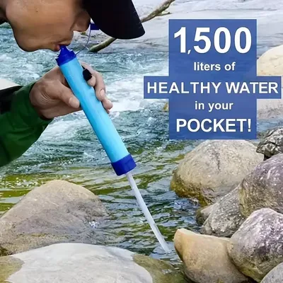 Emergency Water Filter Straw Portable Purifier for Outdoor Adventures Backpacking Travel Survival Gear Filter for Camping Hiking