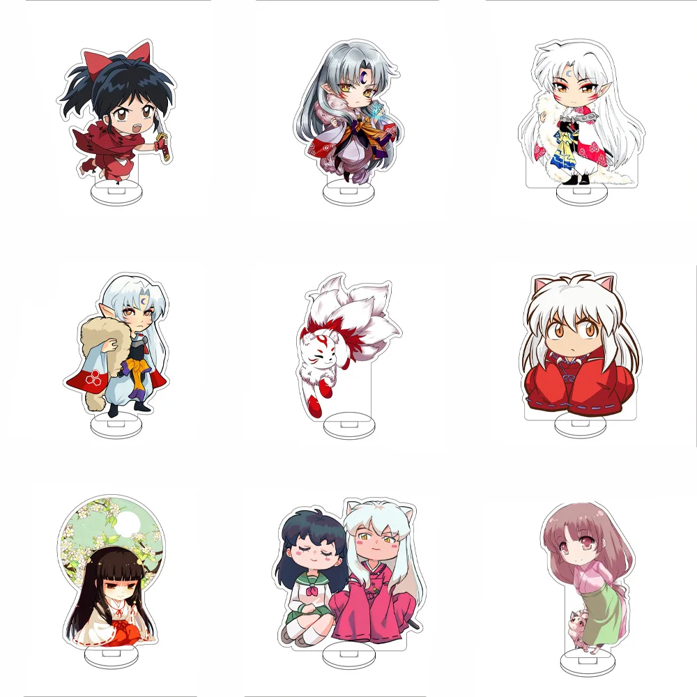 10CM Anime Inuyasha Figur Standmodell Anya Sesshoumar/Kirara/Rin/HakuToshi/Kikyō Niedliche Schreibtischdekoration Standschild Geschenke Image