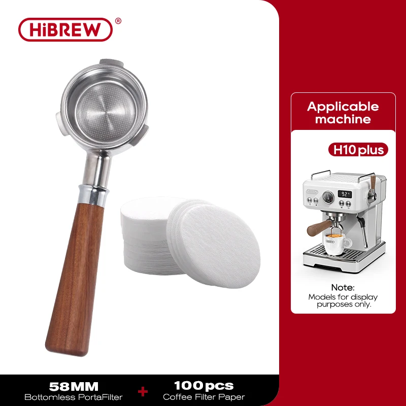 HiBREW Kaffee Bodenloser Siebträger 51MM 58MM Filterkorb Espressomaschine Barista-Werkzeug H10A H10B H7A H10 Plus Image