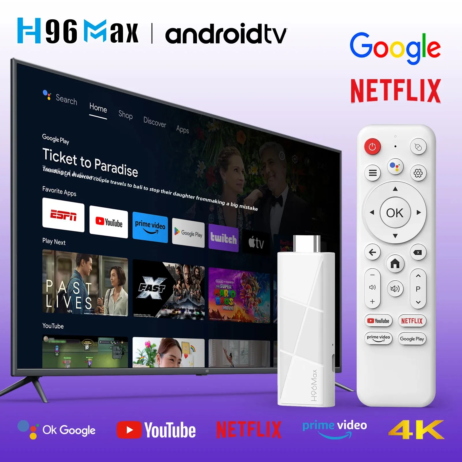 H96MAX RK3518 TV Stick Smart TV Android14 4K H96 MAX TV Box Wifi6 IPTV BT5.4 8G/16G 4K@60fps HD Smart TV Dongle