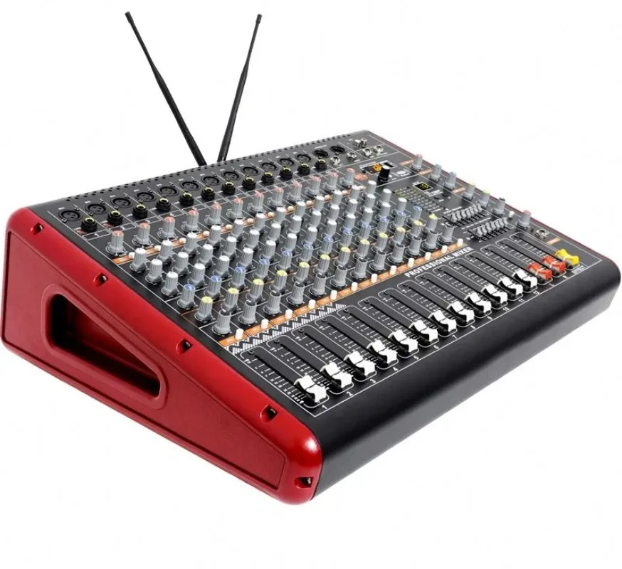 Für professionelle Power Mixer 8-Kanal-Audiomixer mit 2-Kanal-Funkmikrofon für Bühnenauftritte Image