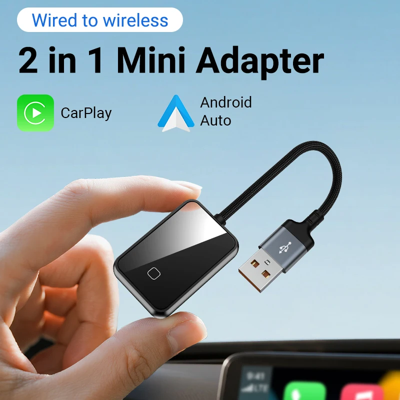 XUDA 2in1 Wireless CarPlay & Android Auto AI Box, für 99 % Originalautos mit kabelgebundenem CarPlay/Android Auto Car, kabelgebunden zu kabellos Image
