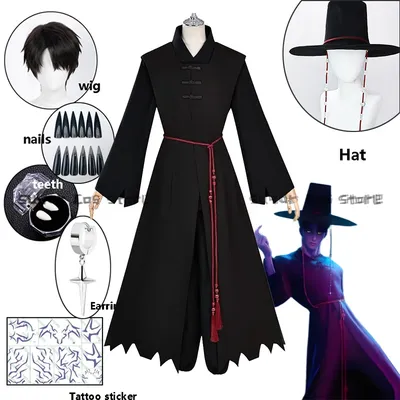 Dämon Hunter Saja Junge Jinu Anime Cosplay Kostüm Perücke Kpop Gruppe Singen Korea Stil Mann Anzug Hut Halloween Karneval Party Requisiten Image