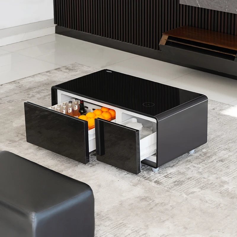Smart Furniture Lautsprecher Couchtisch Wohnzimmer Smart Table Luxuriöse Couchtische mit Kühlschrank, gefrorene Schublade