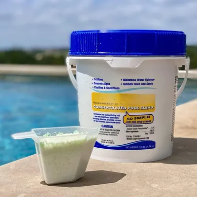 Weekly All in 1 Concentrated Outdoor Swimming Pool Care Solution Blend with Copper Sulfate and Oxygen Enriching Formula