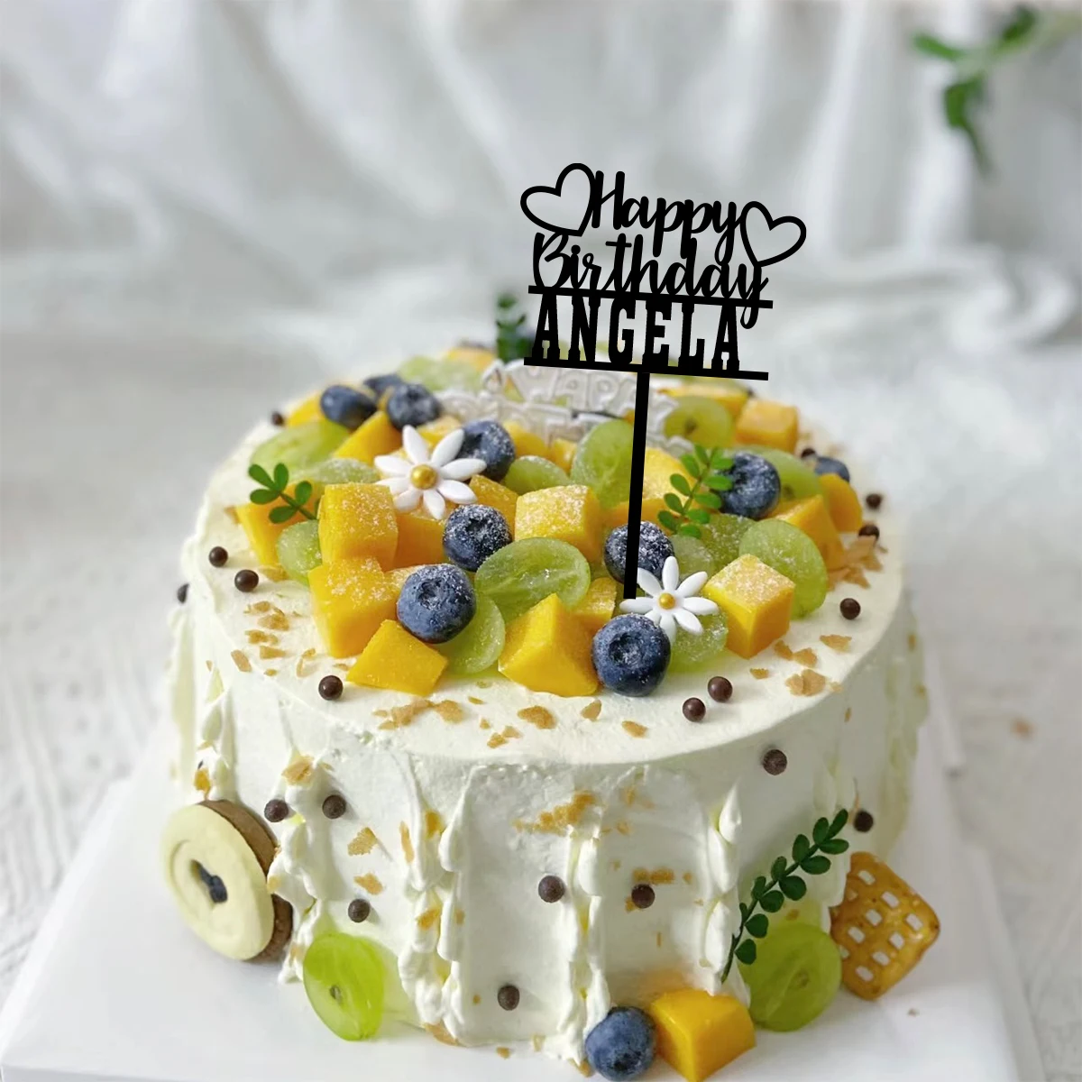 1PC Kreative Liebe alles Gute zum Geburtstag Angepasst Name Kuchen Ornamente Geburtstag Party Kuchen Dekoration Image