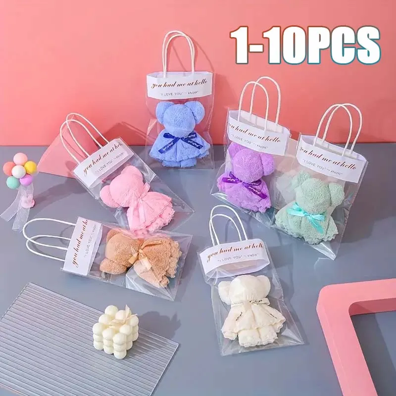 1–10 Stück Korallen-Fleece-Handtuch, Bär, Geschenk für Hochzeitsgäste, kreatives Weihnachtsfeier-Geschenk, kleine Gastgeschenke für Urlaubs-Event-Souvenir Image