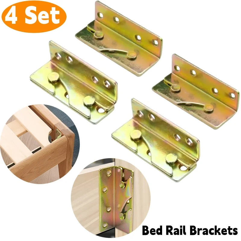 4 Sets nicht einsteckbare, robuste Bettgitterhalterungen, Bettrahmenbefestigungen, Hardware-Beschläge, Holzmöbel, Scharniere, Befestigungsverbinder