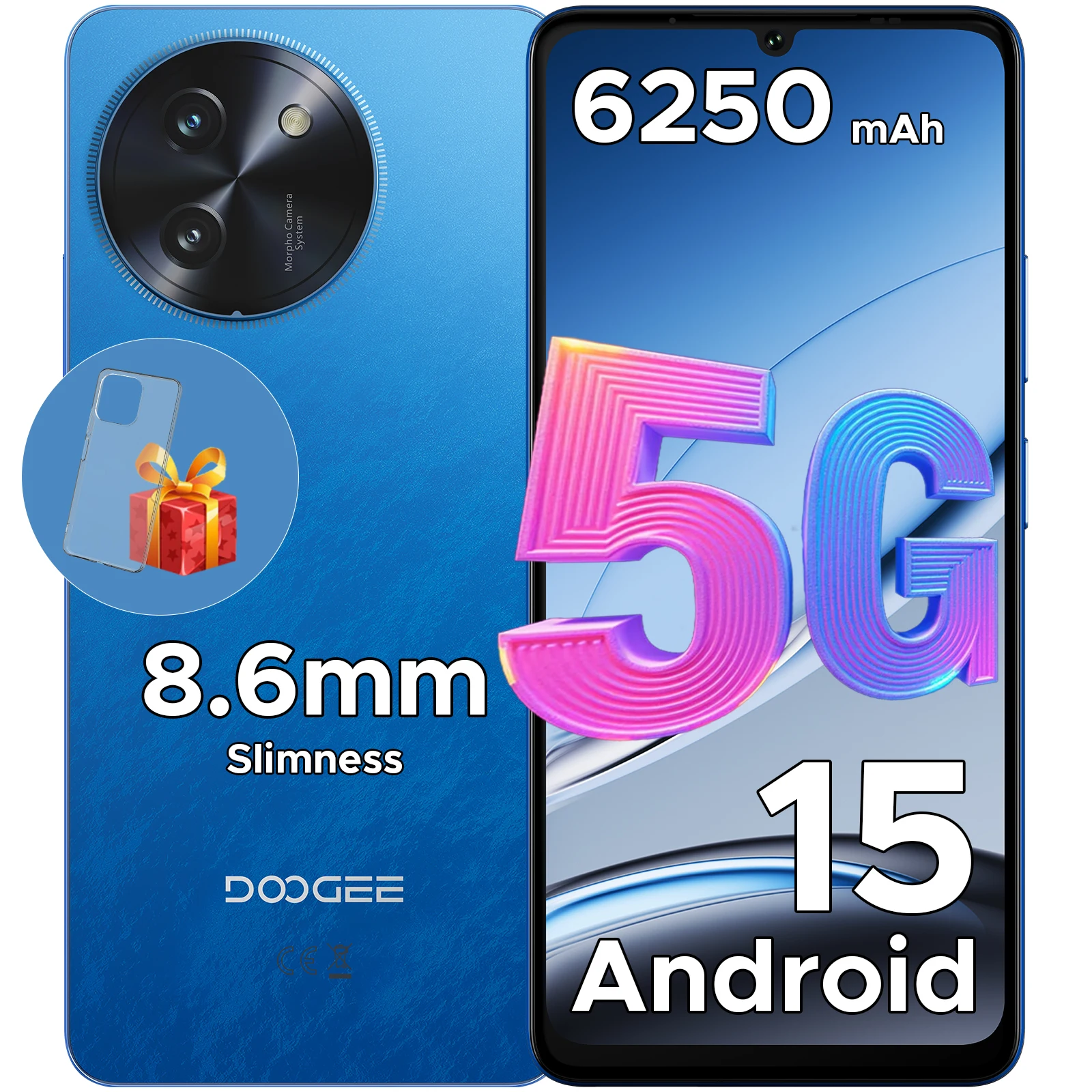 DOOGEE Note 59 5G SmartphoneAndroid 15 NFC-Handy 6,75-Zoll-Bildschirm 32 GB (8+24) 128 GB Unisoc T820 6250 mAh Akku Mobiltelefon Image