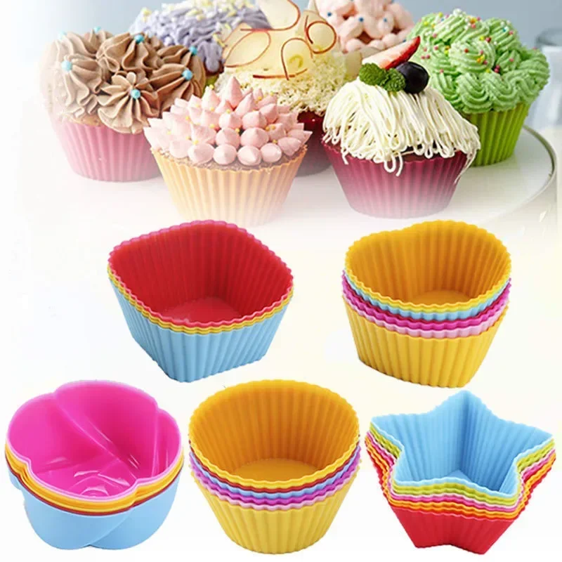 6/12PCS Silikon Muffin Formen Tasse Kuchen Form Runde Kuchen DIY Backformen Hohe temperatur widerstand Küche backen Zubehör Image