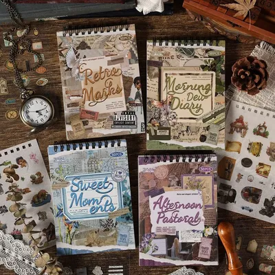 Journamm 50 Blatt PET vorgeschnittenes Vintage Washi Journaling Stickerbuch Scrapbooking Supplies Junk Journal Supplies Crafts Arts