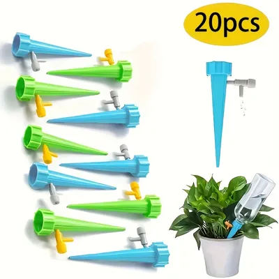 20 Pack Self Watering Spikes For Plants With Adjustable Valve Switch Automatic Outdoor Indoor Garden Watering System Device