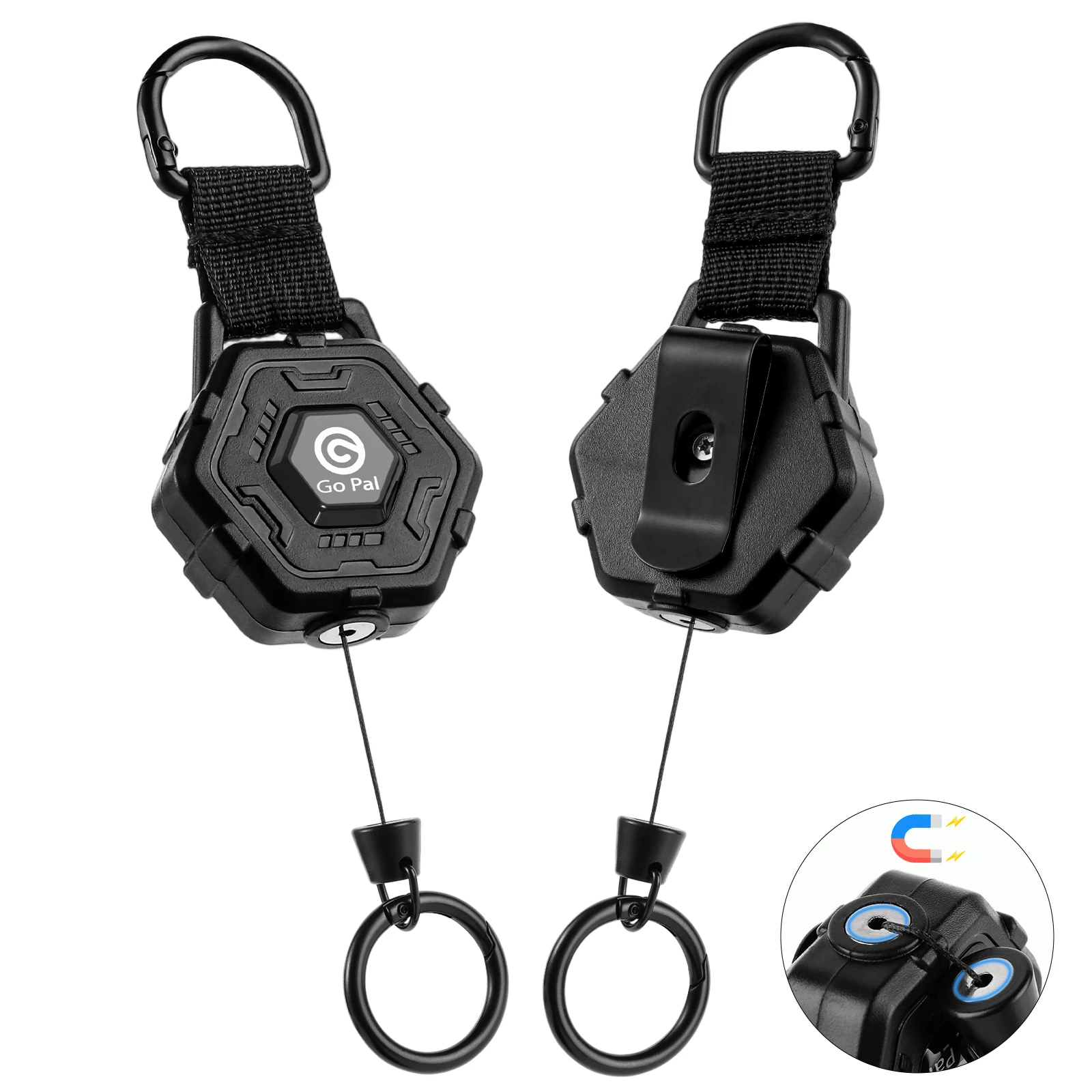 Neue Abzeichen Halter Teleskop ABS Körper Zink-legierung Schnalle Mit Magnet Schlüsselbund Versenkbare Haken Werkzeug Kette Schlüssel Halter Taktische Image