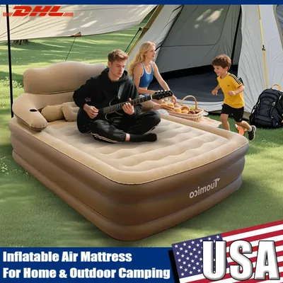 Inflatable Air Mattress with Built in Pump Blow Up Queen Size 2-person Air Bed For Outdoor Camping, Home and Guest