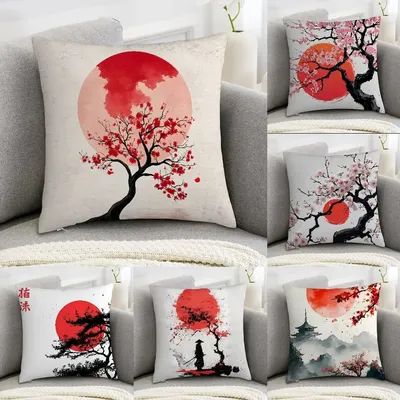 Japanische Mond Tor Kissen Fall Sofa Dekorative Hause doppelseitige Druck Plüsch Platz Wurf Kissen Abdeckungen Kissen Dekor Abdeckung Image