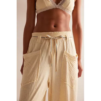 Wait A Minute Barrel Pants by Intimately at Free People in French Cream Combo, Size: Medium
