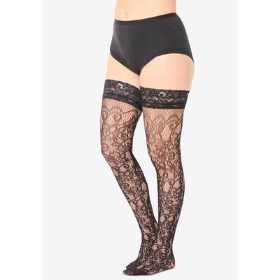 Plus Size Women's MeMoi Floral Lace Thigh Tights by MeMoi in Swirl Lace (Size 7X)