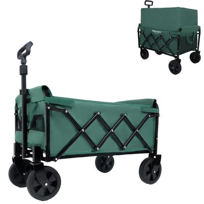 Expandable Dual-Layer Utility Wagon With 100% Extra Space - Grocery Cart For Camping,Supports 225lbs