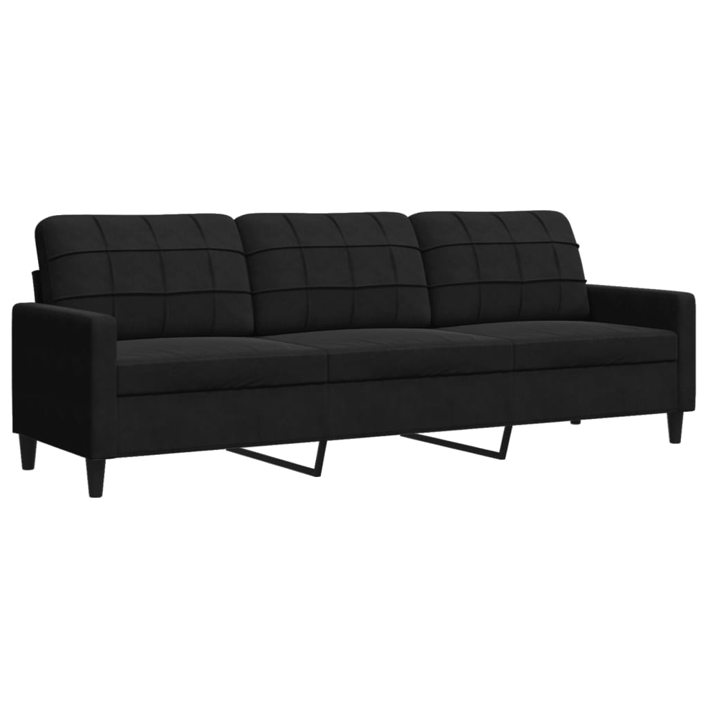 vidaXL 3-Sitzer-Sofa Schwarz 210 cm Samt Image