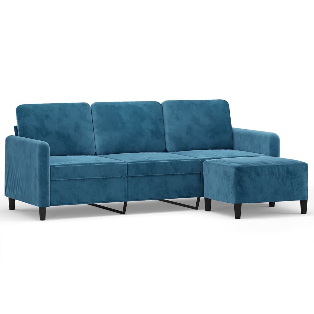 vidaXL 3-Sitzer-Sofa mit Hocker Blau 180 cm Samt Image