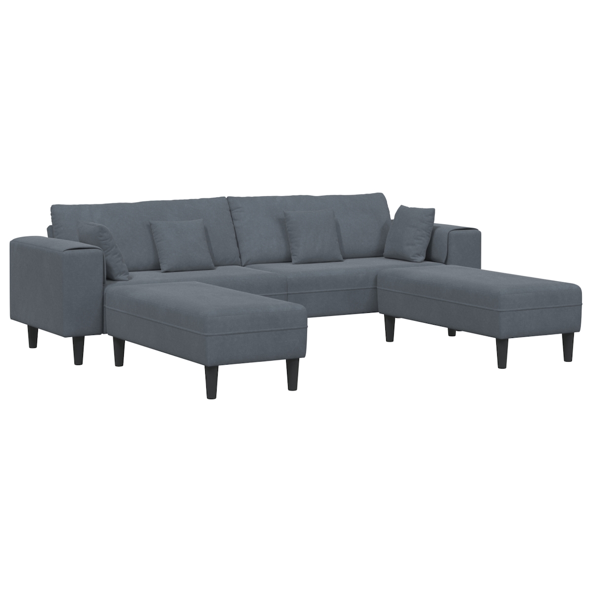 vidaXL Samt Sofa mit Kissen mit Kissen 3 pcs Dunkelgrau 208 cm Samt Image