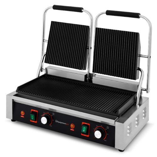 Professioneller Panini-Grill 3600W – Gerillte Gusseisenplatten oben & unten – Hochleistung – EquipementPro Image