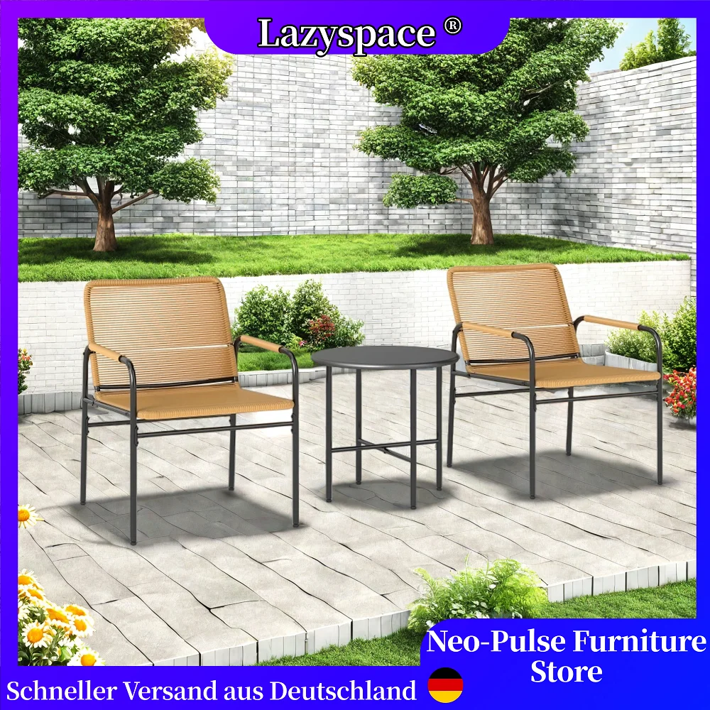 Lazyspace 3 pièces ensemble de bistro élégant en rotin d