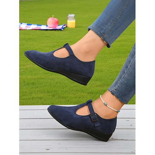 Damen-Mary-Jane-Flats mit T-Riemen – bequeme Schuhe mit Schnalle für lässige Tage, Büro-Outfits und Herbstspaziergänge Image