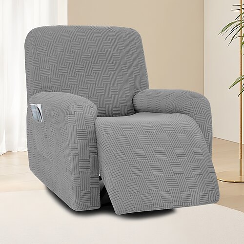 Bezug für 1-Sitzer-Relaxsessel mit 5x5-Gitterdesign – Stretch-Schonbezug mit niedriger Rückenlehne und Flügeldetail für Lounge oder Wohnzimmer Image