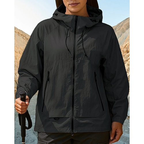 Damen Outdoorjacke Wanderjacke UV-Schutzjacke Außen Schnelltrocknend UV-Kühlung Atmungsaktiv Wanderoutfits Wanderbekleidung Sommer Frühling Jacke Jagd Angeln Klettern Einfarbig Schwarz Sahne Blau Image