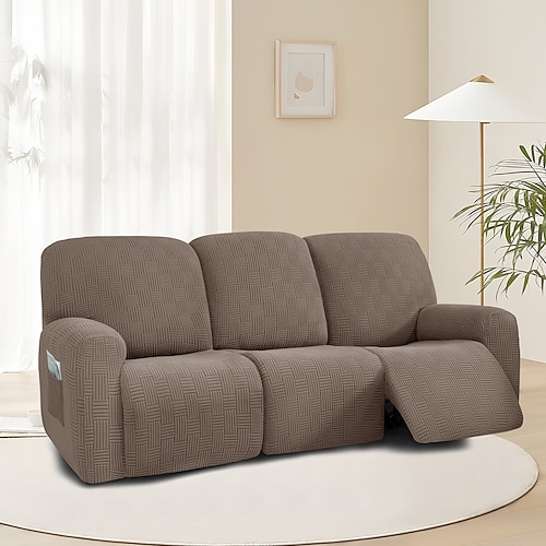 3-Sitzer-Liegesofabezug mit 5x5-Gitterstichdesign – Drei-Personen-Lounge-Couchbezug mit niedriger Rückenlehne und modernem Stil Image