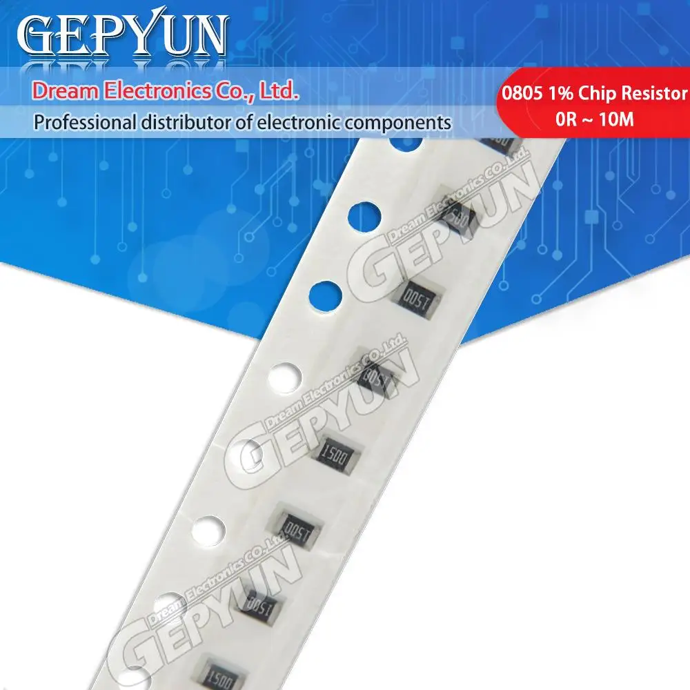 100 Stück 0805 1 % 1/8 W SMD-Chipwiderstand 0R ~ 10M 0 1R 10R 100R 220R 330R 470R 1K 4,7K 10K 47K 100K 1M 10M 0 1 10 100 330 470 Ohm Image